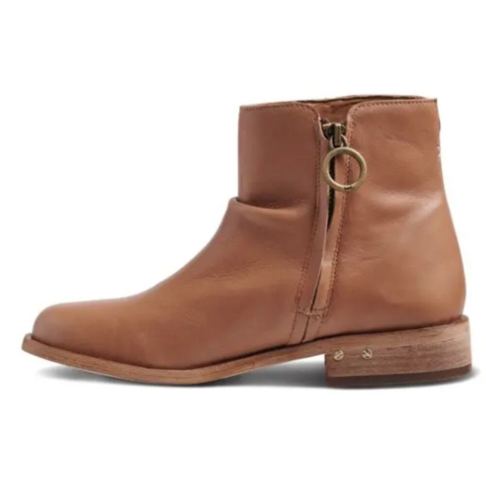 Beek Womens Quail Slouchy Ankle Bootie US 8.5 Tan Brown Leather Zip EUC